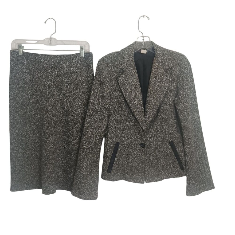 VNT Eye Candy Women's Suit Skirt & Blazer Jacket Set Size M GRAY Retro Office